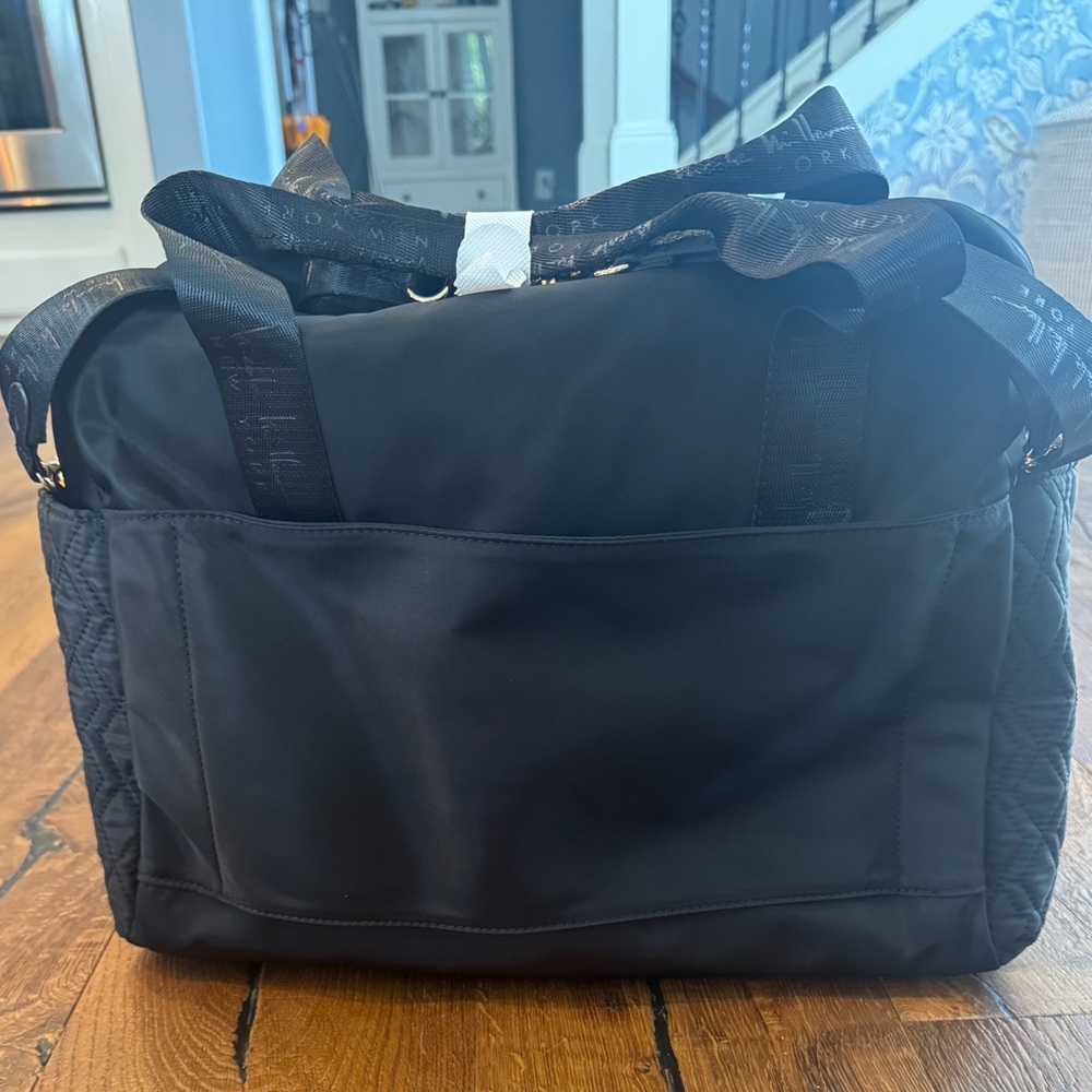 New! Nicole Miller Quilted Black Diaper Duffle Bag - Picture 2 of 13